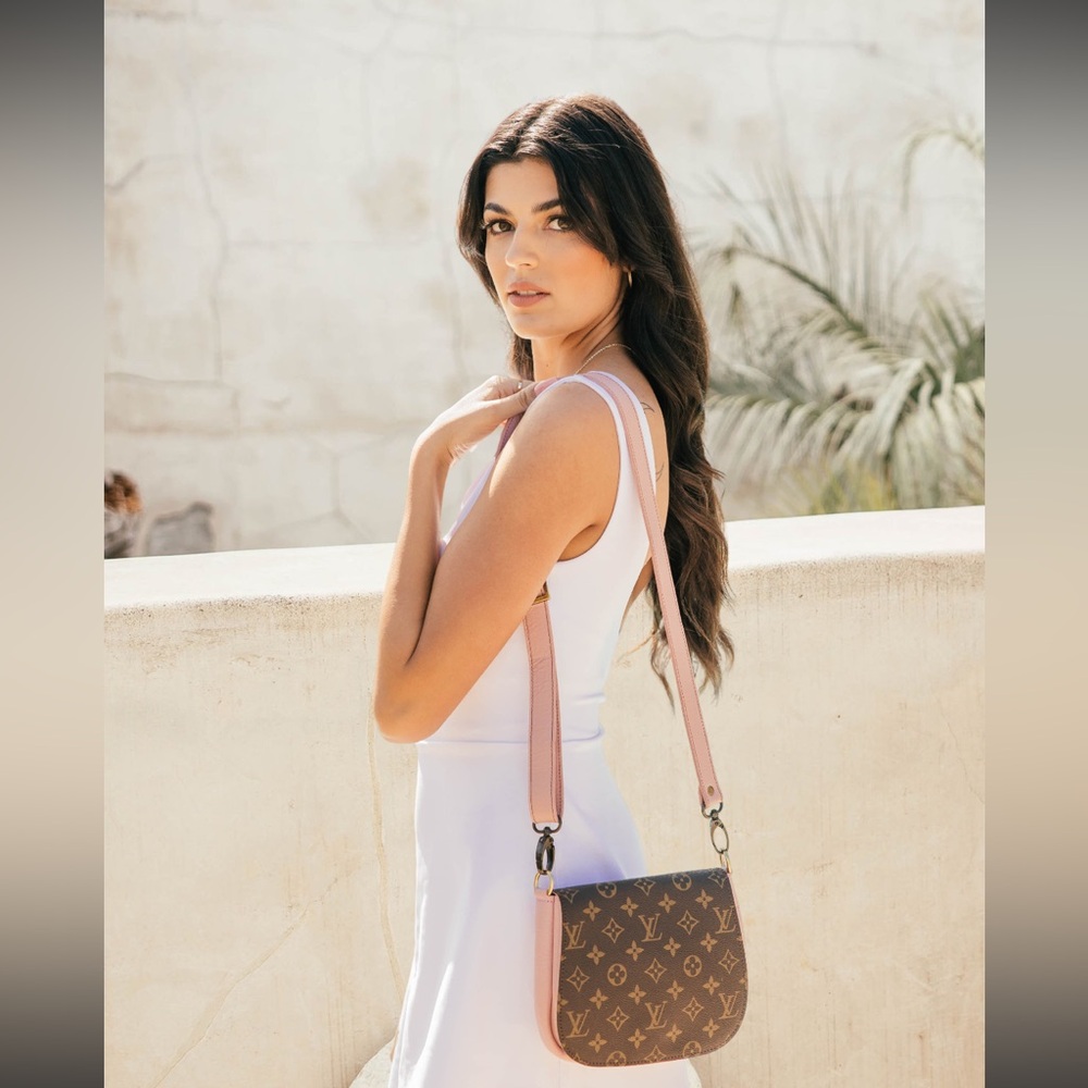 LV monogram and pink leather crossbody bag - Picture 4 of 12
